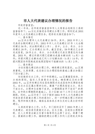 2024年市人大代表建议办理情况的报告
