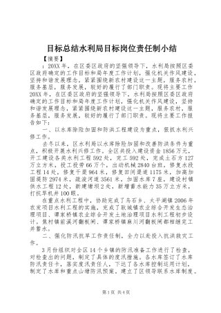 2024年目标总结水利局目标岗位责任制小结