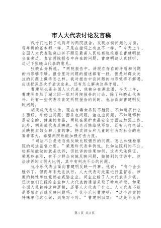 2024年市人大代表讨论讲话稿