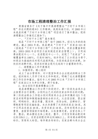 2024年市场工程清理整治工作汇报