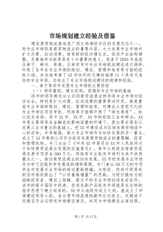 2024年市场规划建立经验及借鉴