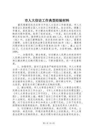 2024年市人大信访工作典型经验材料