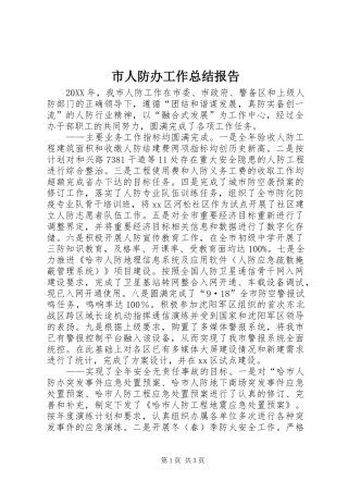 2024年市人防办工作总结报告