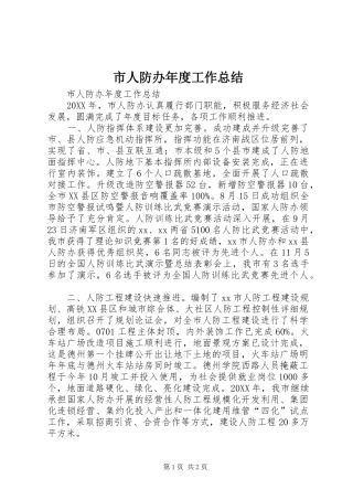 2024年市人防办年度工作总结