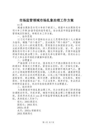 2024年市场监管领域市场乱象治理工作方案