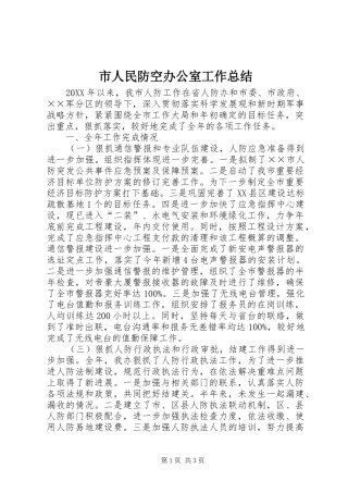 2024年市人民防空办公室工作总结
