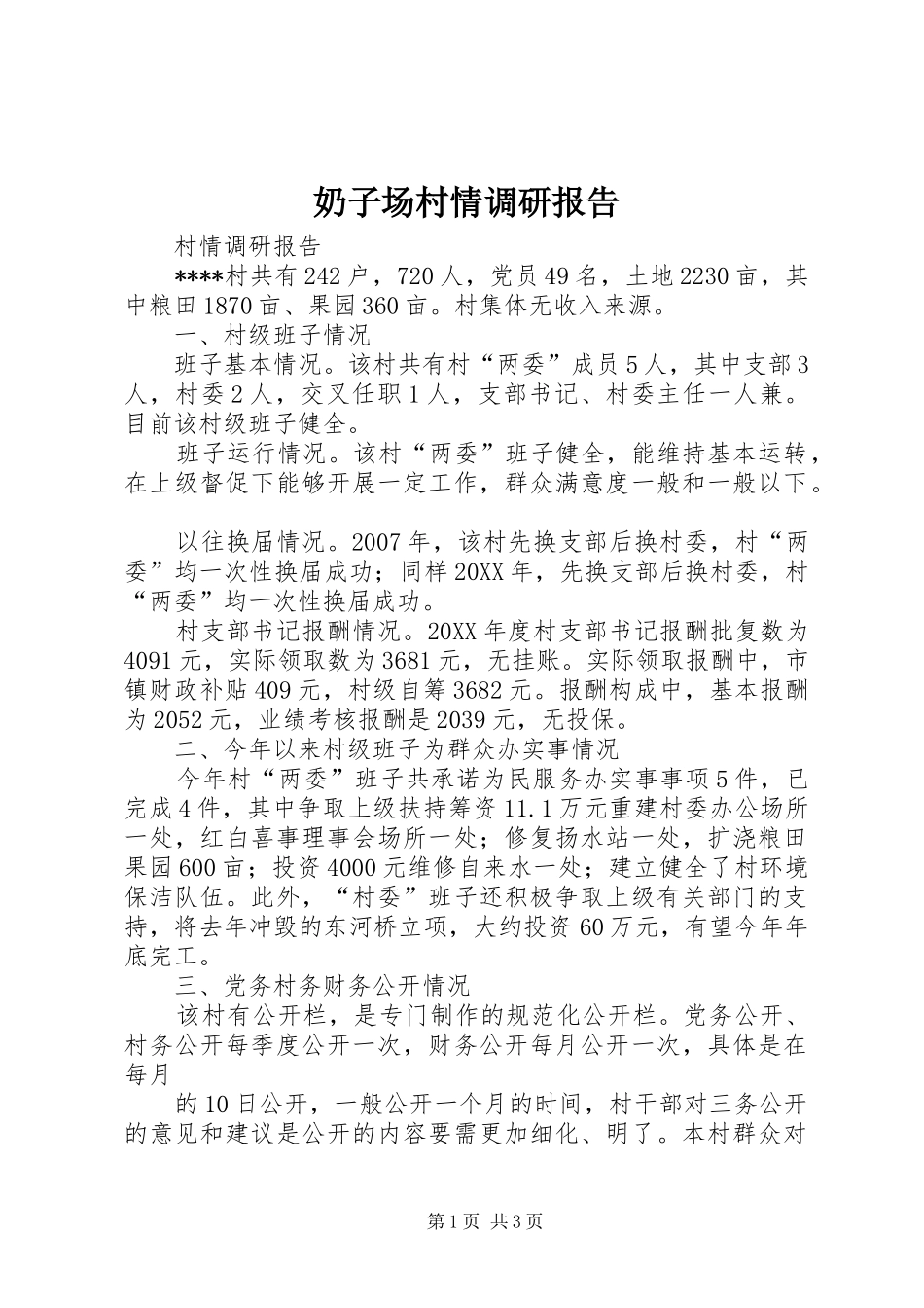 2024年奶子场村情调研报告_第1页