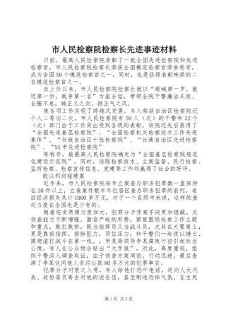 2024年市人民检察院检察长先进事迹材料