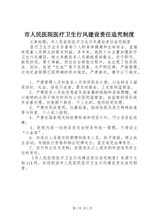 2024年市人民医院医疗卫生行风建设责任追究制度