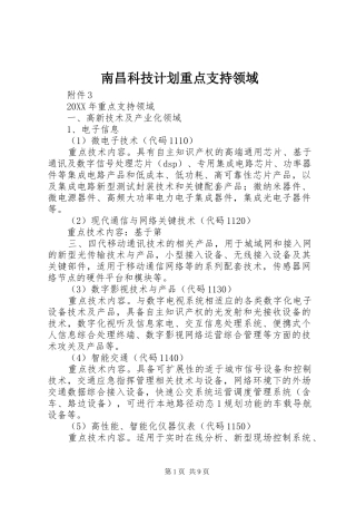 2024年南昌科技计划重点支持领域