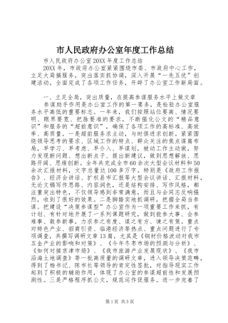 2024年市人民政府办公室年度工作总结