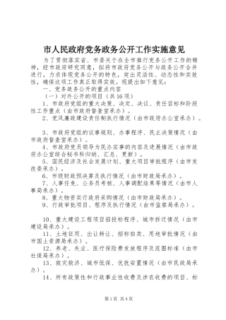 2024年市人民政府党务政务公开工作实施意见