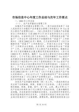 2024年市场信息中心年度工作总结与次年工作要点