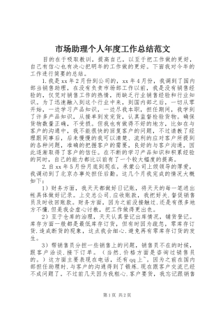 2024年市场助理个人年度工作总结范文
