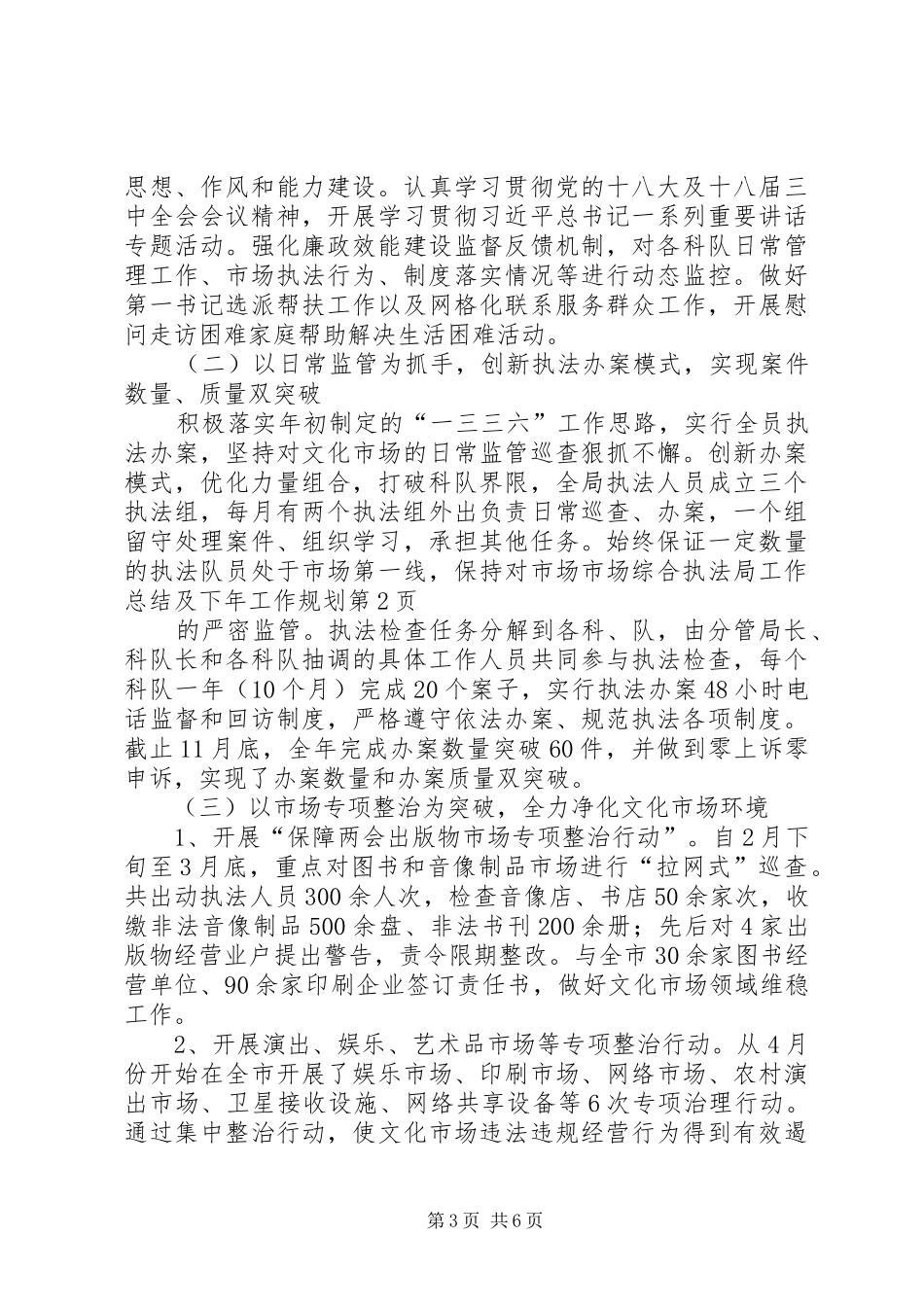 2024年市场综合执法局工作总结及下年工作规划_第3页