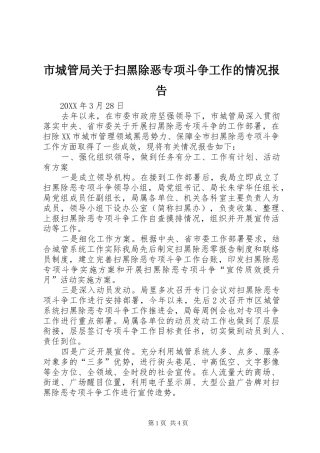 2024年市城管局关于扫黑除恶专项斗争工作的情况报告