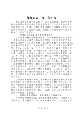 2024年市容大队干部工作汇报