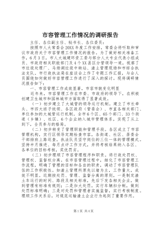 2024年市容管理工作情况的调研报告
