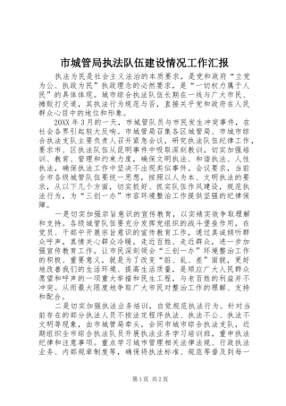 2024年市城管局执法队伍建设情况工作汇报