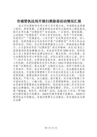 2024年市城管执法局开展扫黑除恶活动情况汇报