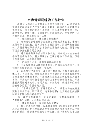 2024年市容管理局综治工作计划