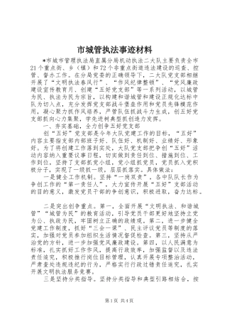 2024年市城管执法事迹材料