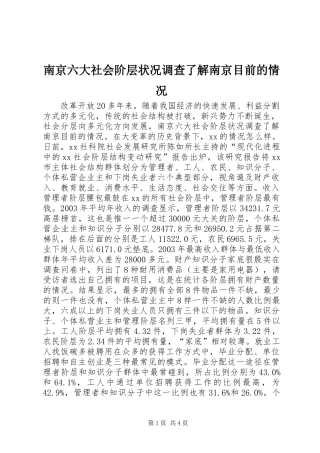 2024年南京六大社会阶层状况调查了解南京目前的情况