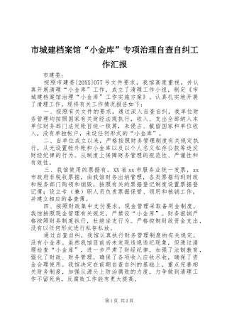 2024年市城建档案馆小金库专项治理自查自纠工作汇报