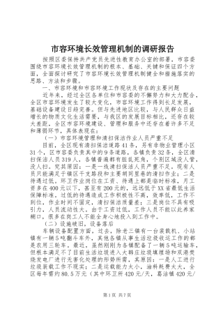 2024年市容环境长效管理机制的调研报告