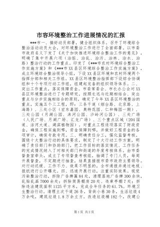 2024年市容环境整治工作进展情况的汇报