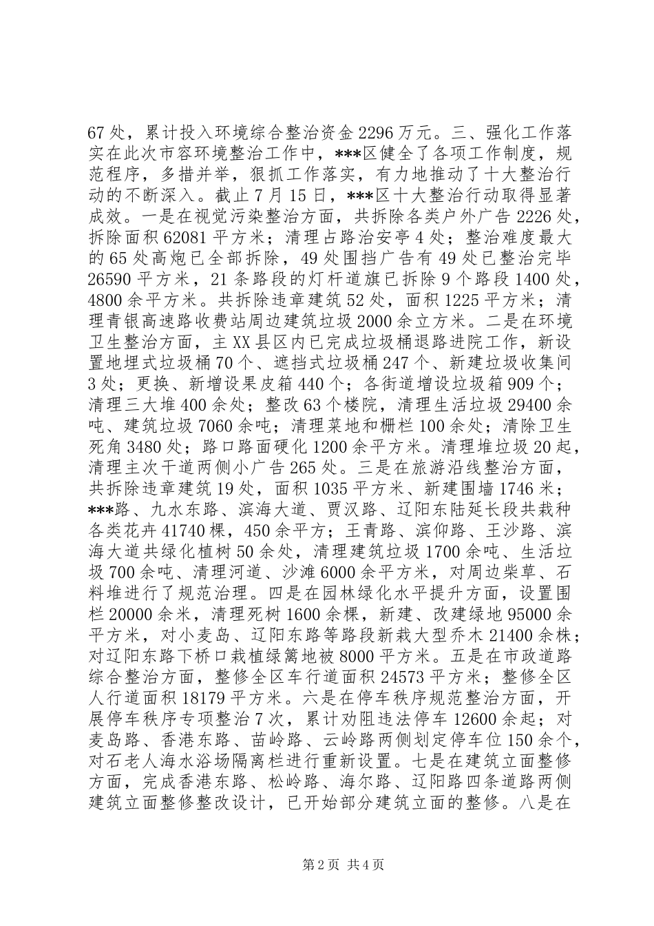 2024年市容环境整治工作进展情况汇报材料_第2页