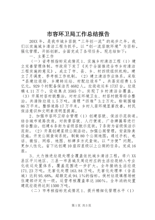 2024年市容环卫局工作总结报告