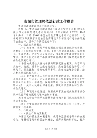 2024年市城市管理局依法行政工作报告