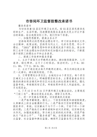 2024年市容局环卫监督股整改承诺书