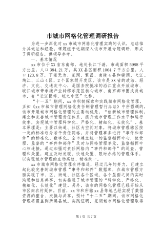 2024年市城市网格化管理调研报告