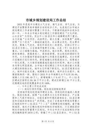 2024年市城乡规划建设局工作总结