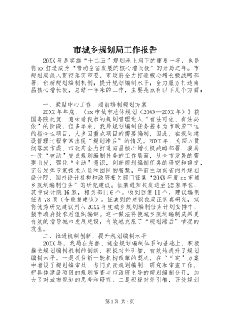 2024年市城乡规划局工作报告