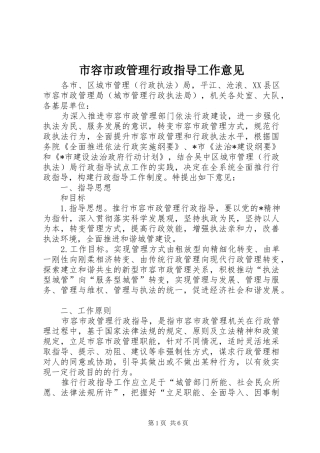 2024年市容市政管理行政指导工作意见