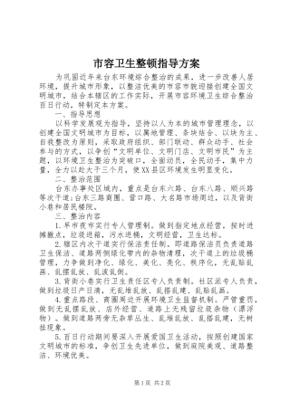 2024年市容卫生整顿指导方案