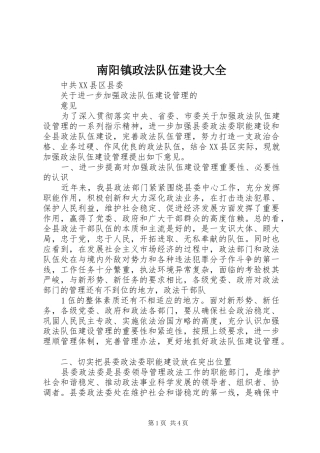 2024年南阳镇政法队伍建设大全