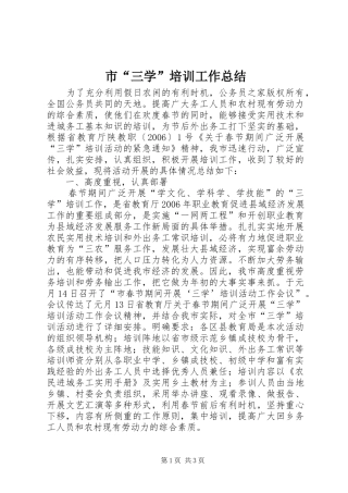 2024年市三学培训工作总结