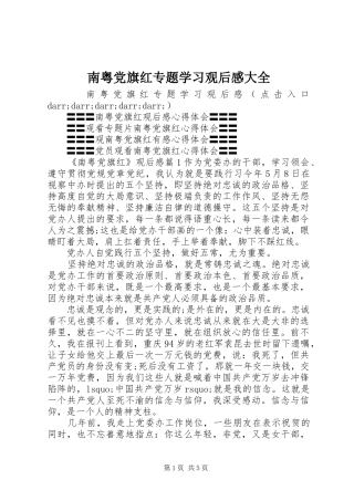 2024年南粤党旗红专题学习观后感大全