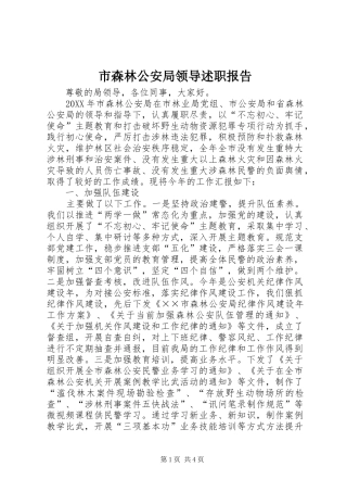 2024年市森林公安局领导述职报告