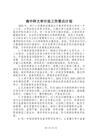 2024年南中科大审计处工作要点计划