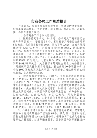 2024年市商务局工作总结报告