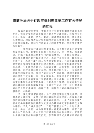 2024年市商务局关于行政审批制度改革工作有关情况的汇报