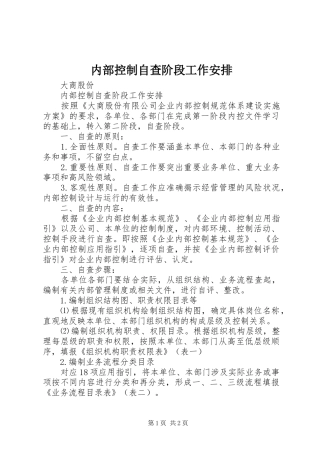 2024年内部控制自查阶段工作安排