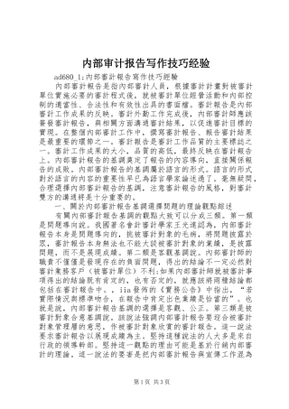 2024年内部审计报告写作技巧经验