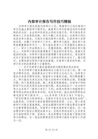 2024年内部审计报告写作技巧精验
