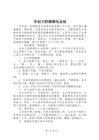 2024年市创卫控烟情况总结
